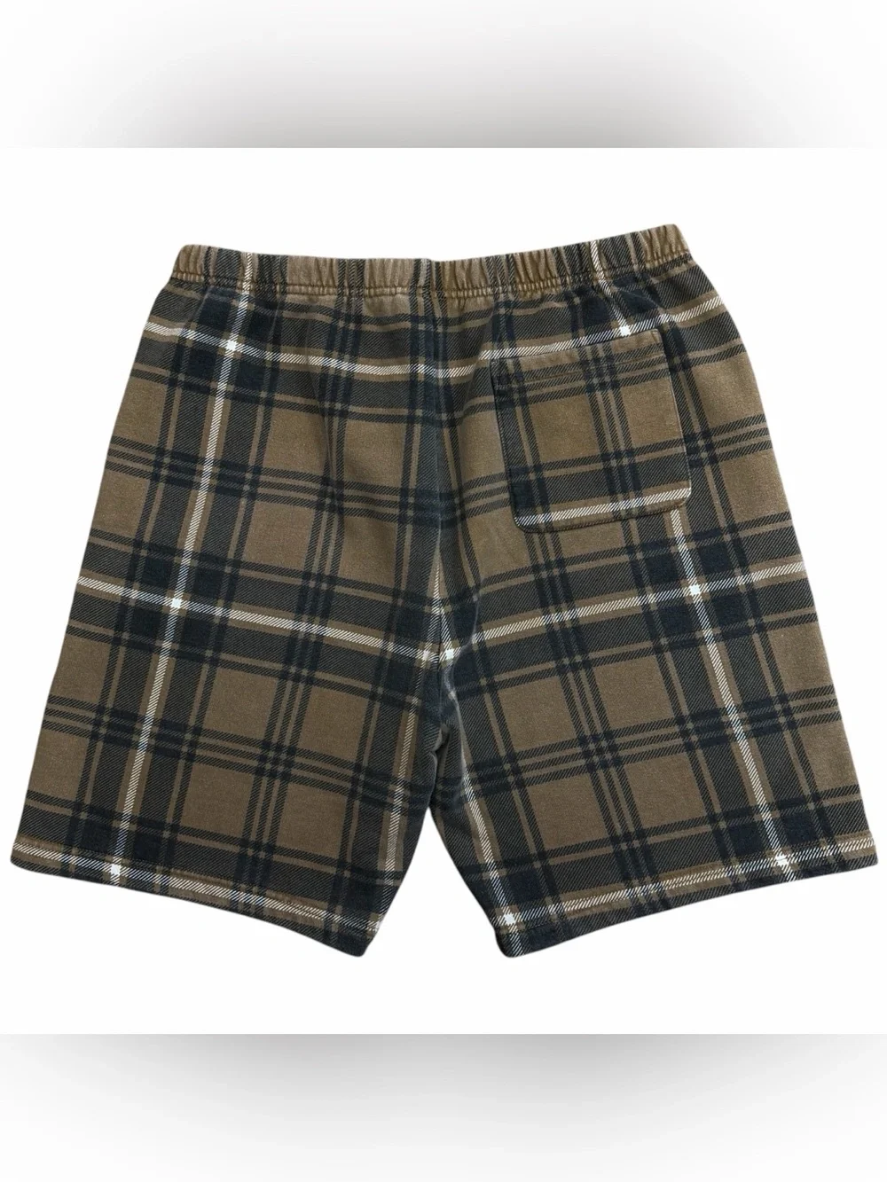 Supreme New York SS21 Mens Classic Logo Brown Plaid Cotton Sweatshorts Sz Medium